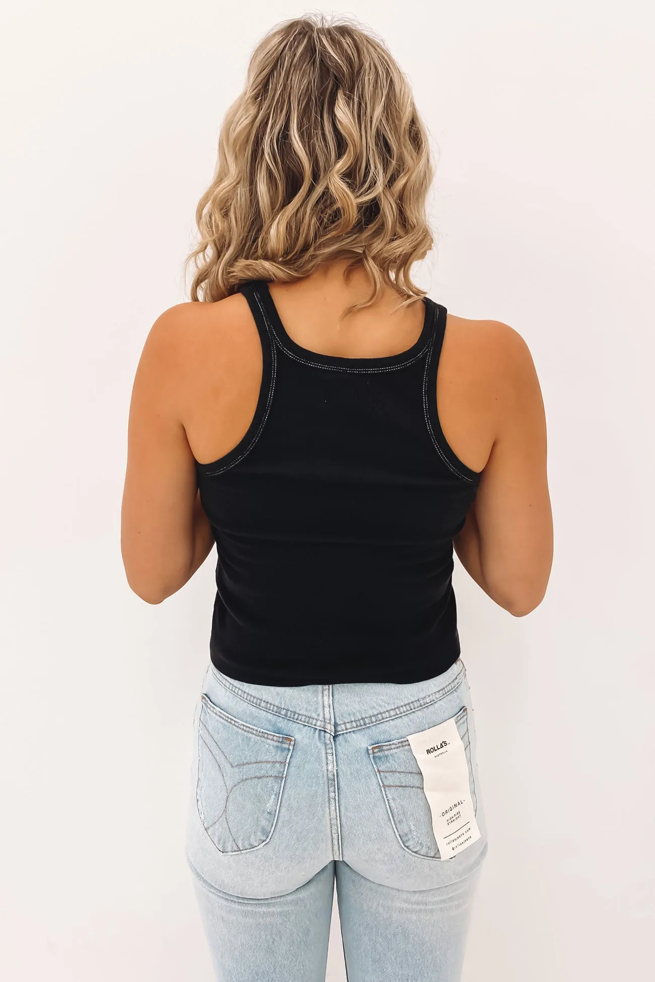 A Baby Rib Tank Black White