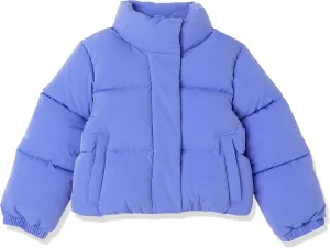Amazon Essentials Girls and Toddlers' Cropped Full-Zip Puffer Jacket (Quilted Matte or Sherpa Fleece)