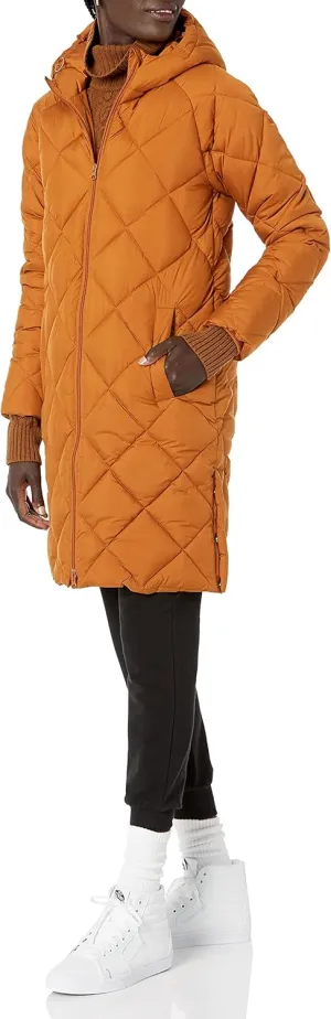 Amazon Essentials Women's Puffer Jacket, Heavyweight Diamond Quilted Knee Length Winter Coat