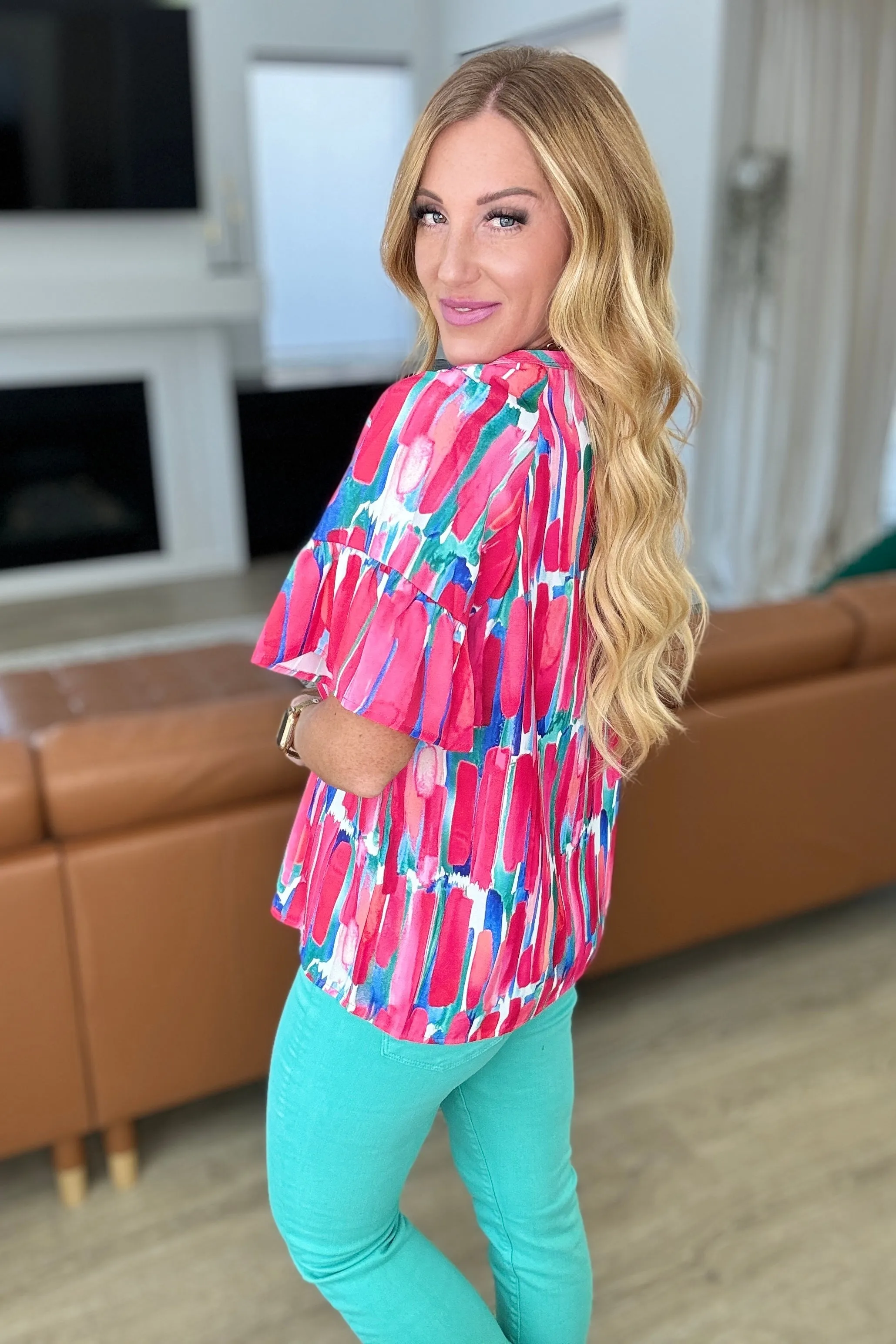 Art Exhibit V-Neck Blouse- 111 NORTH