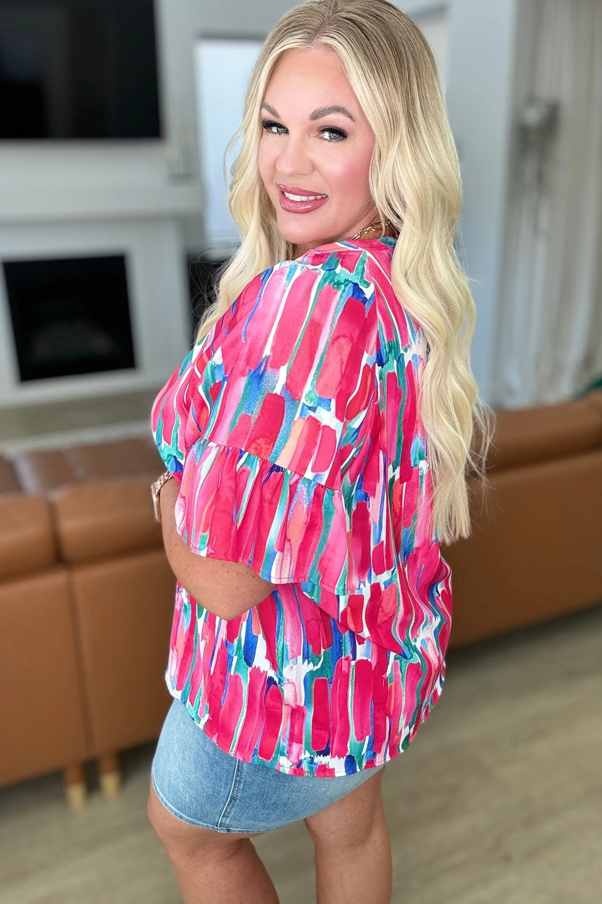 Art Exhibit V-Neck Blouse- 111 NORTH