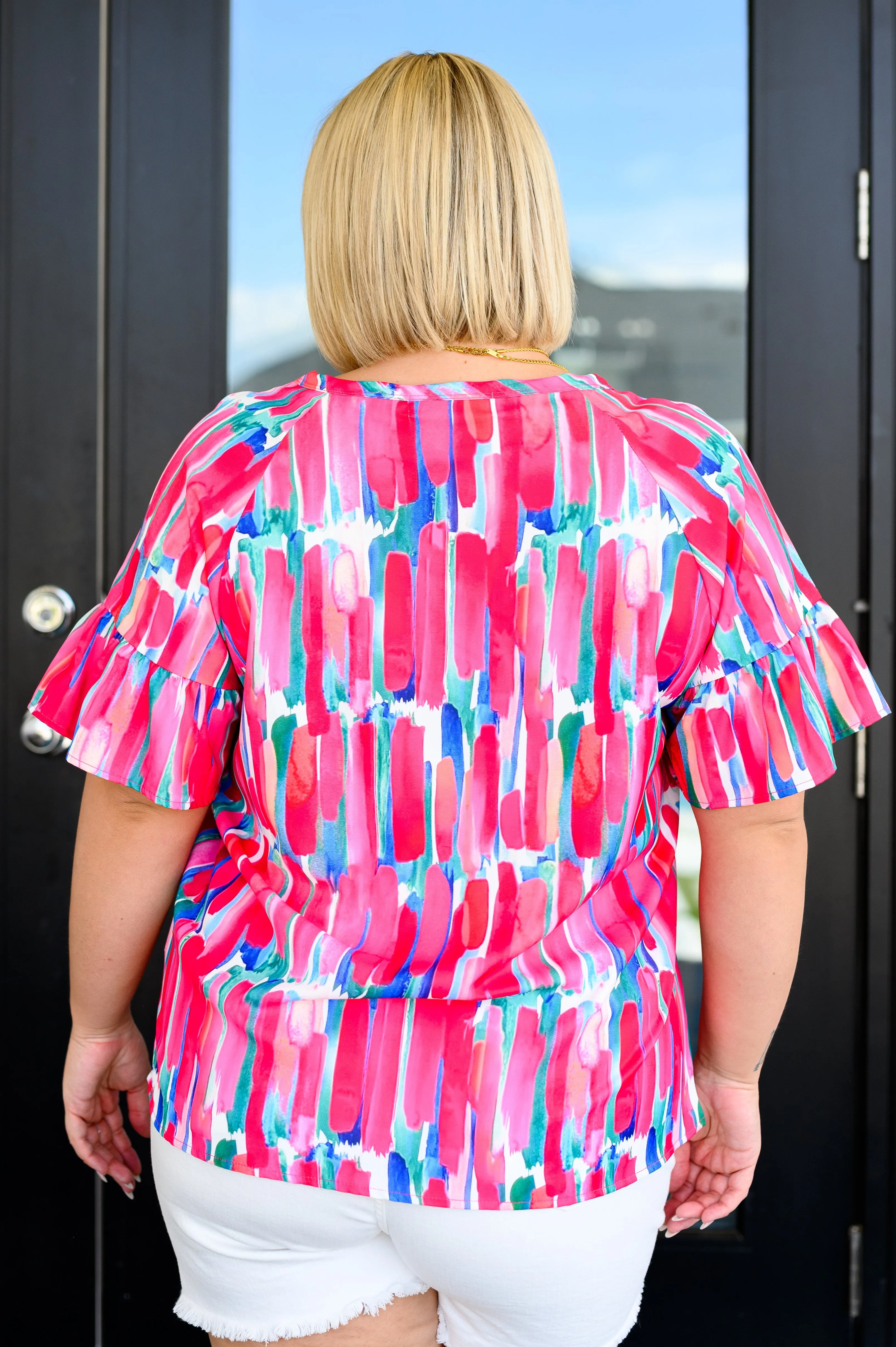 Art Exhibit V-Neck Blouse- 111 NORTH