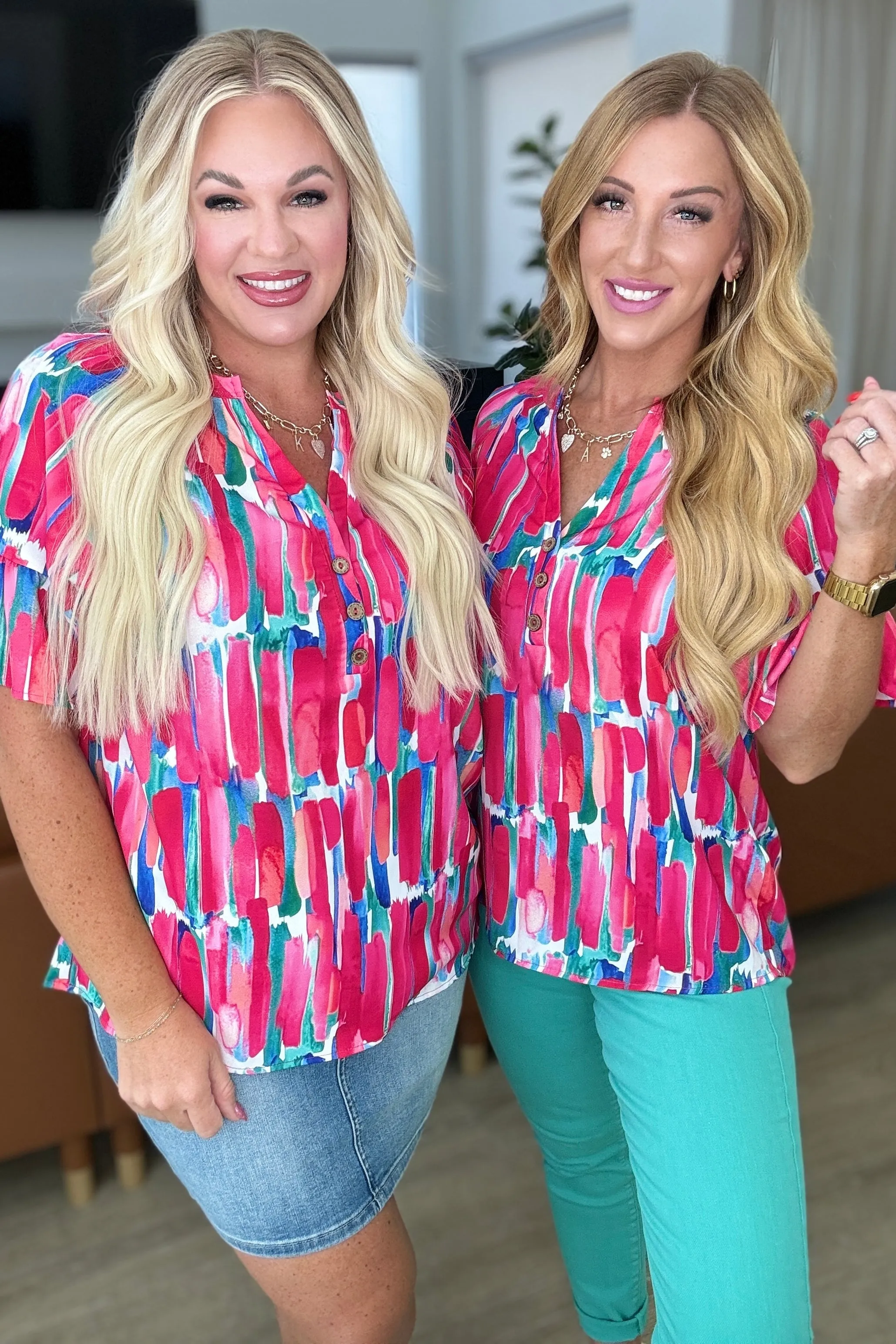 Art Exhibit V-Neck Blouse- 111 NORTH