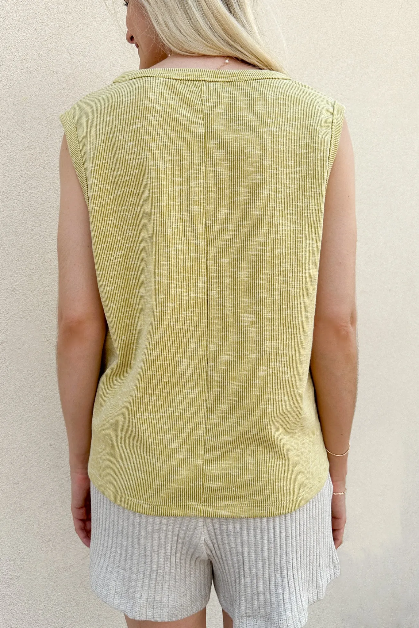 Baylor Ribbed Sleeveless Top in Lime