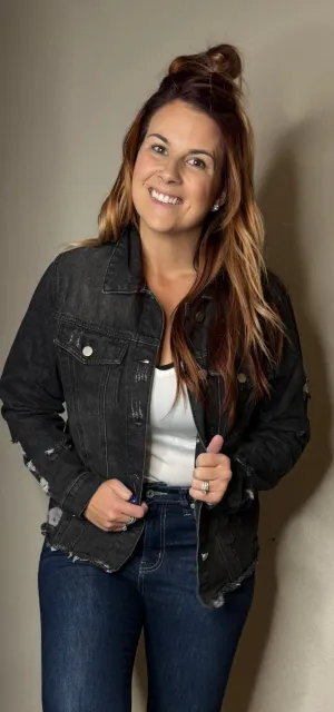 Black Distressed Denim Jacket