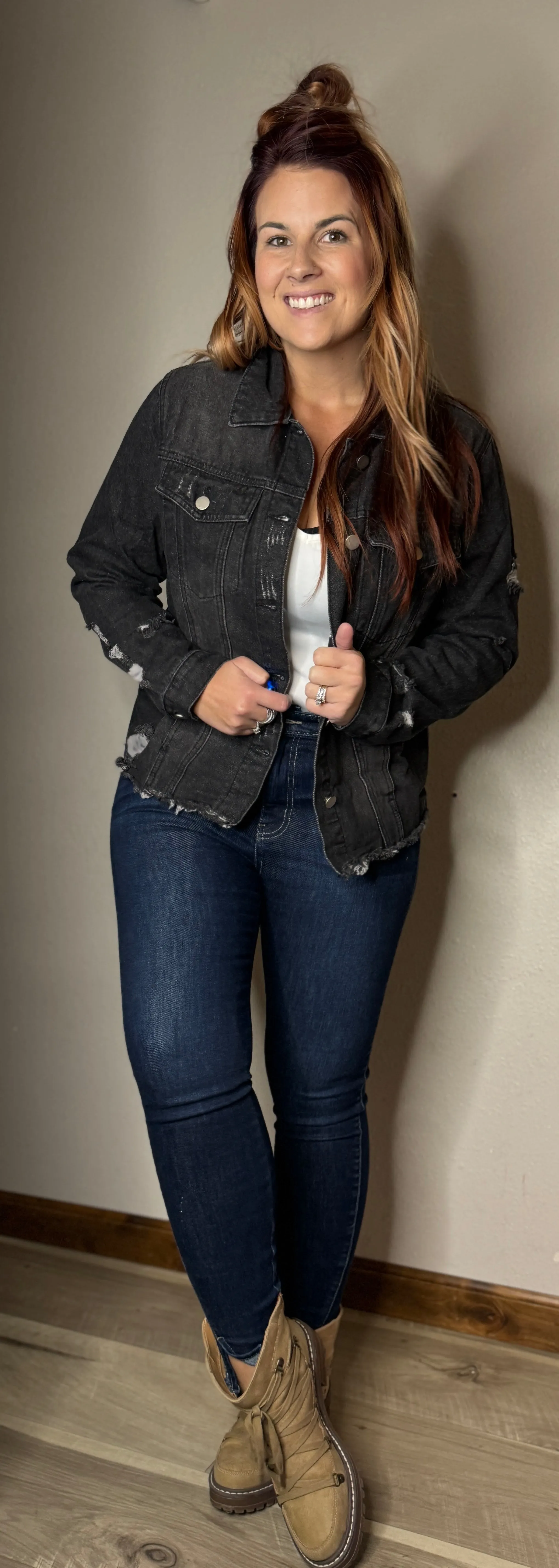 Black Distressed Denim Jacket