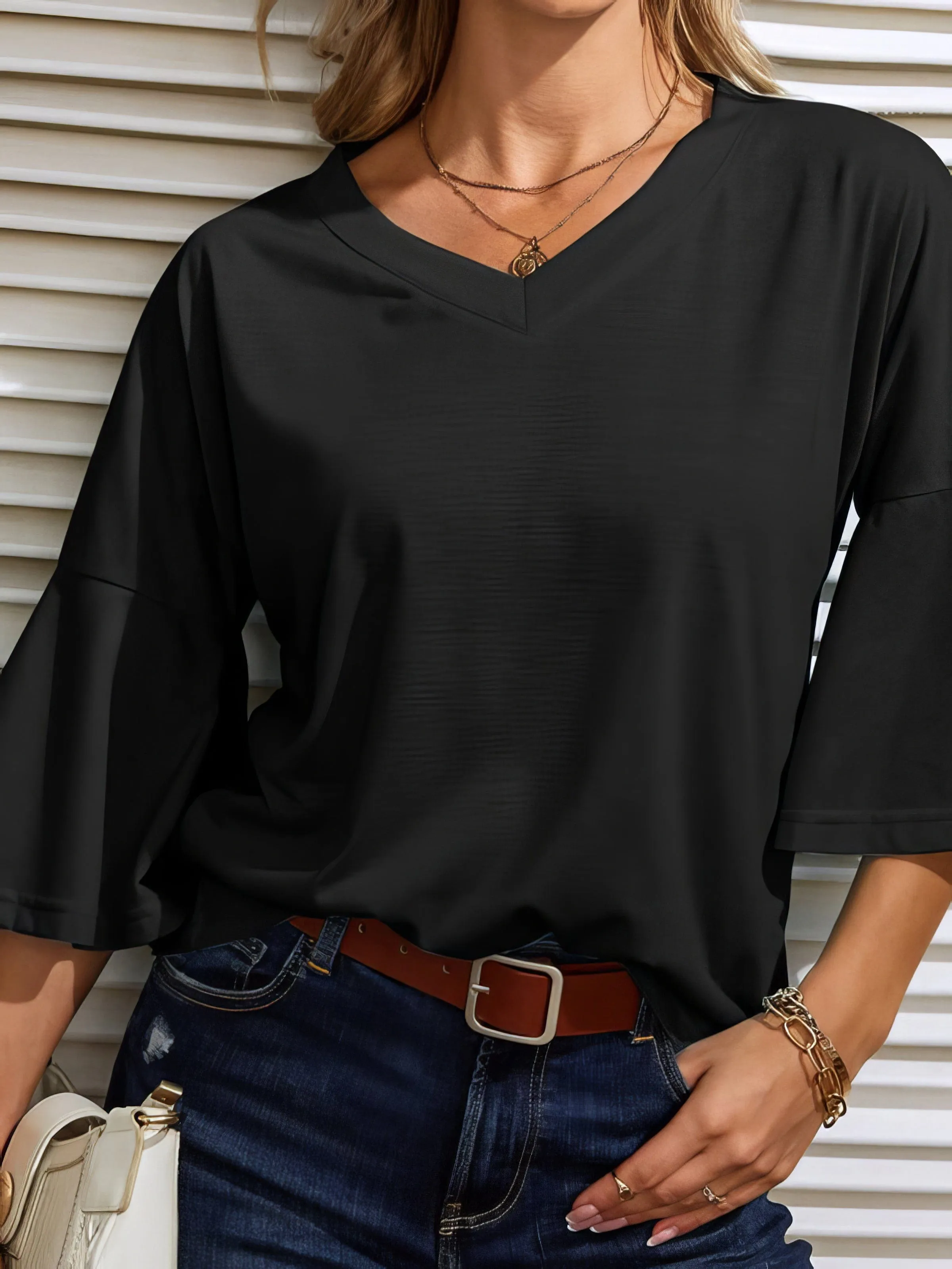 Captivating V Neck Blouse