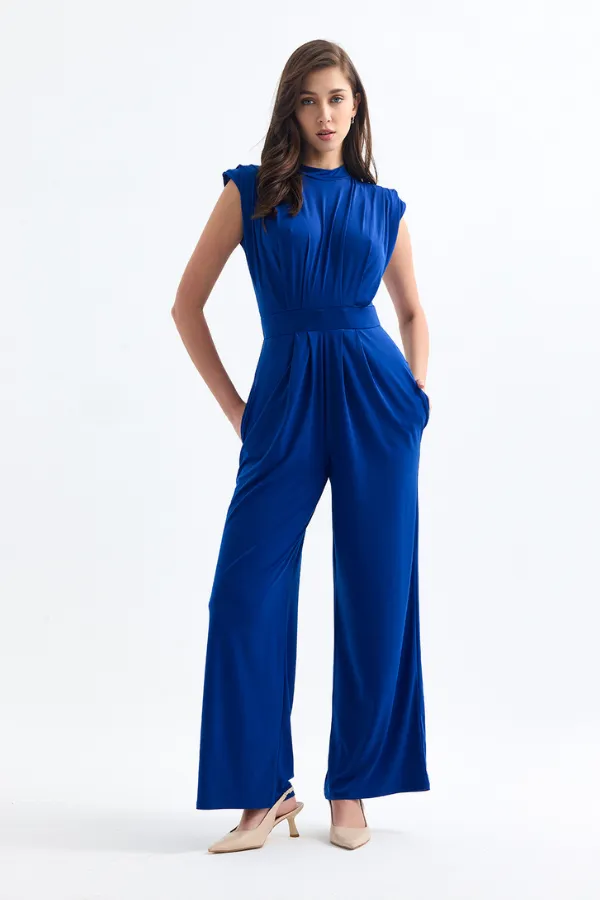 Chloe Elegant Wide Leg Jumpsuit in Sax