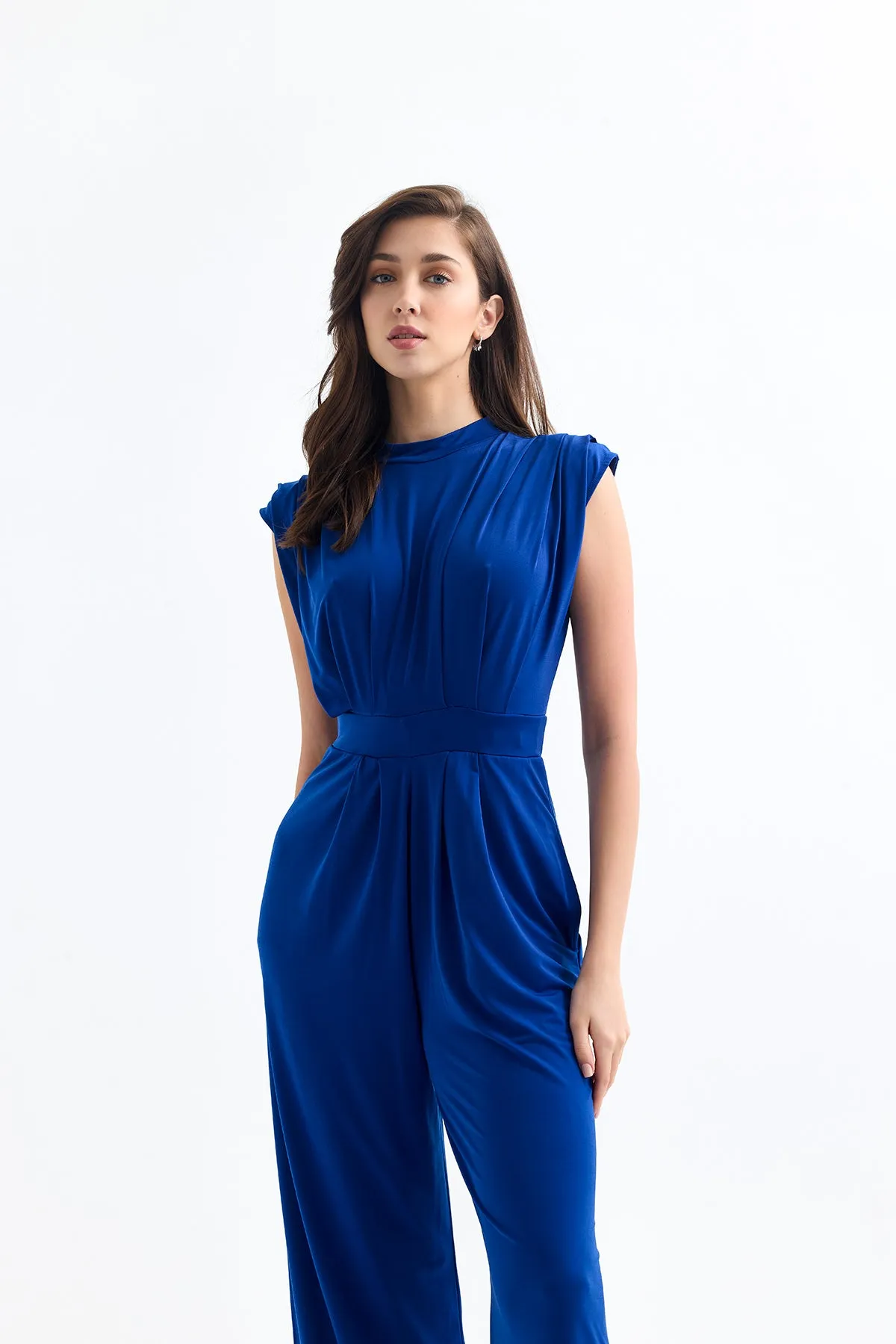 Chloe Elegant Wide Leg Jumpsuit in Sax