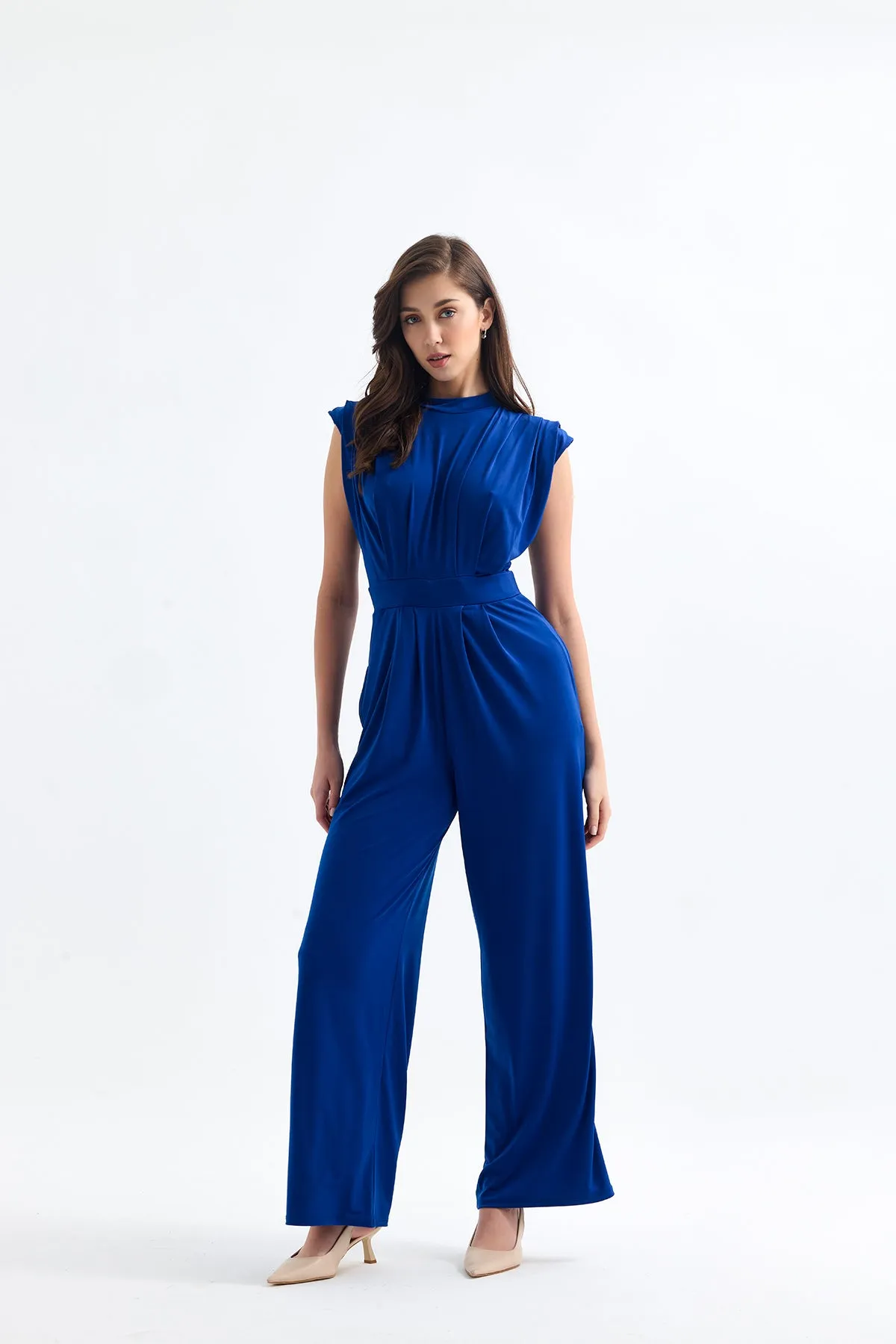 Chloe Elegant Wide Leg Jumpsuit in Sax