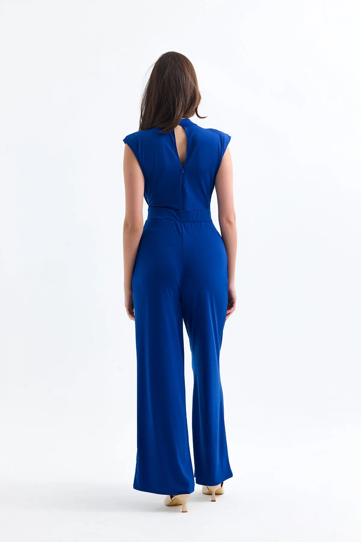 Chloe Elegant Wide Leg Jumpsuit in Sax