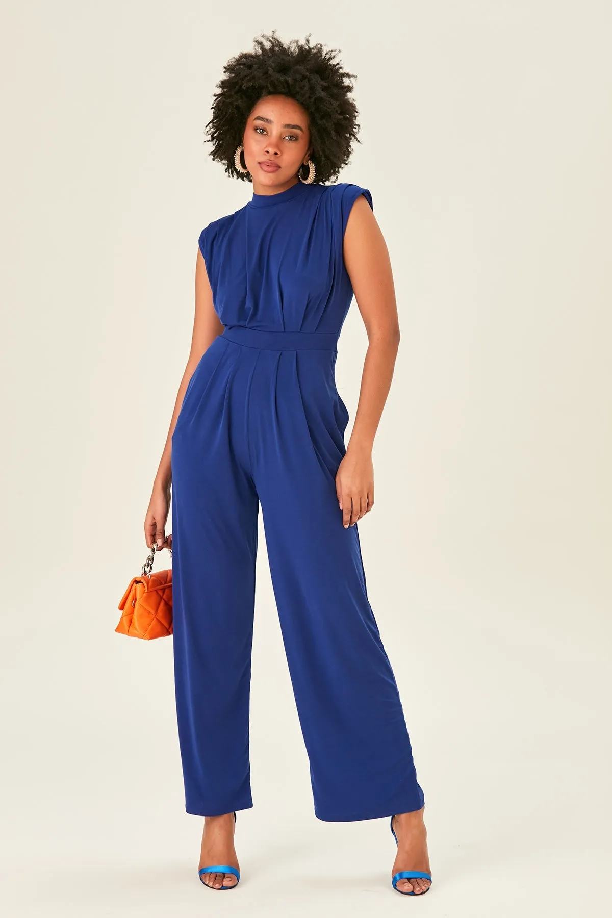 Chloe Elegant Wide Leg Jumpsuit in Sax
