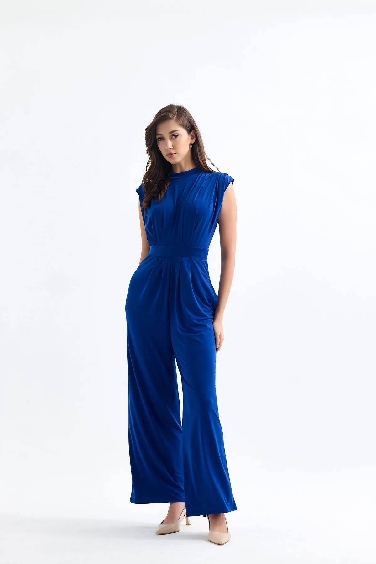 Chloe Elegant Wide Leg Jumpsuit in Sax