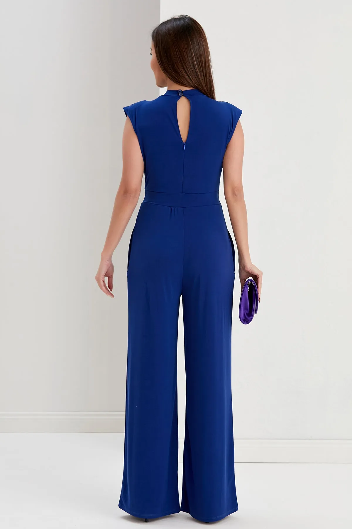 Chloe Elegant Wide Leg Jumpsuit in Sax