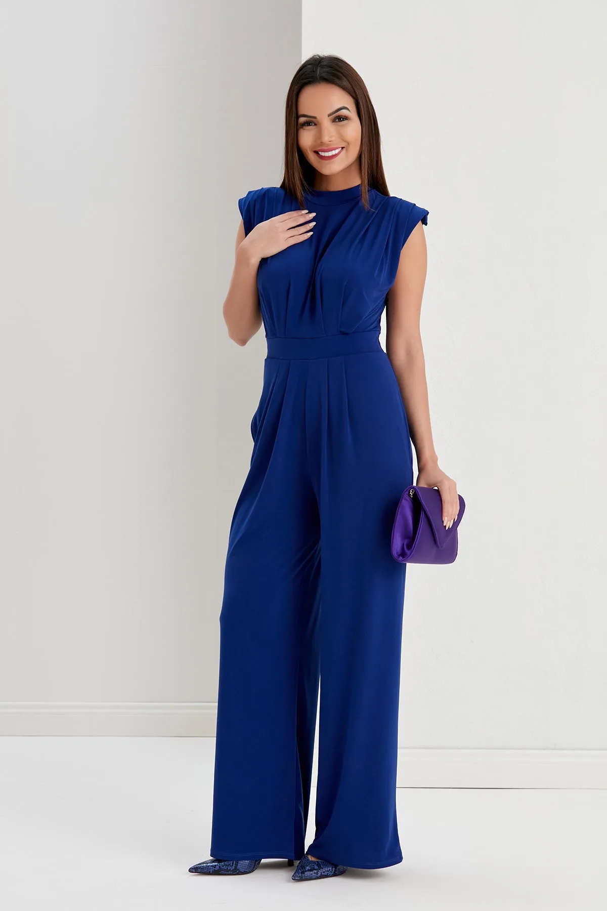 Chloe Elegant Wide Leg Jumpsuit in Sax