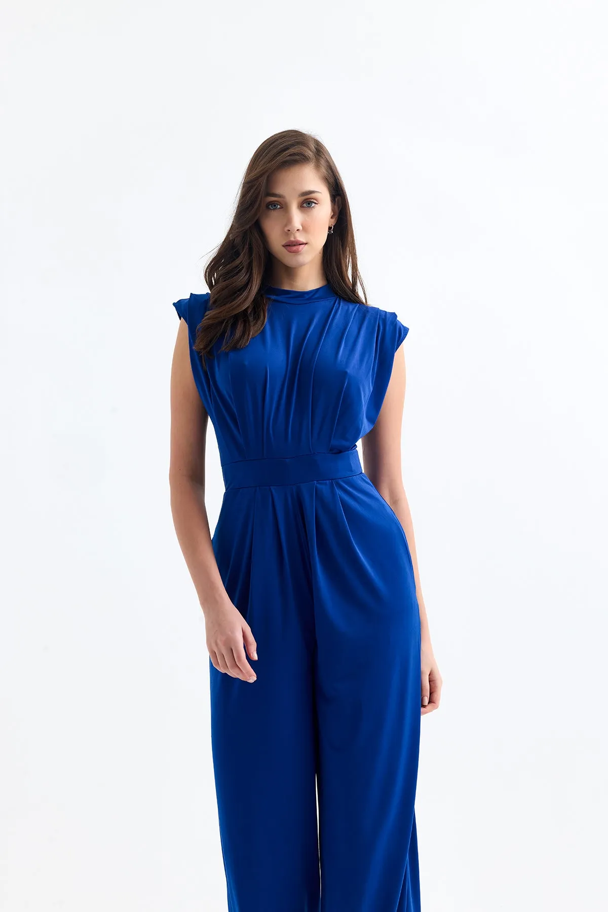 Chloe Elegant Wide Leg Jumpsuit in Sax