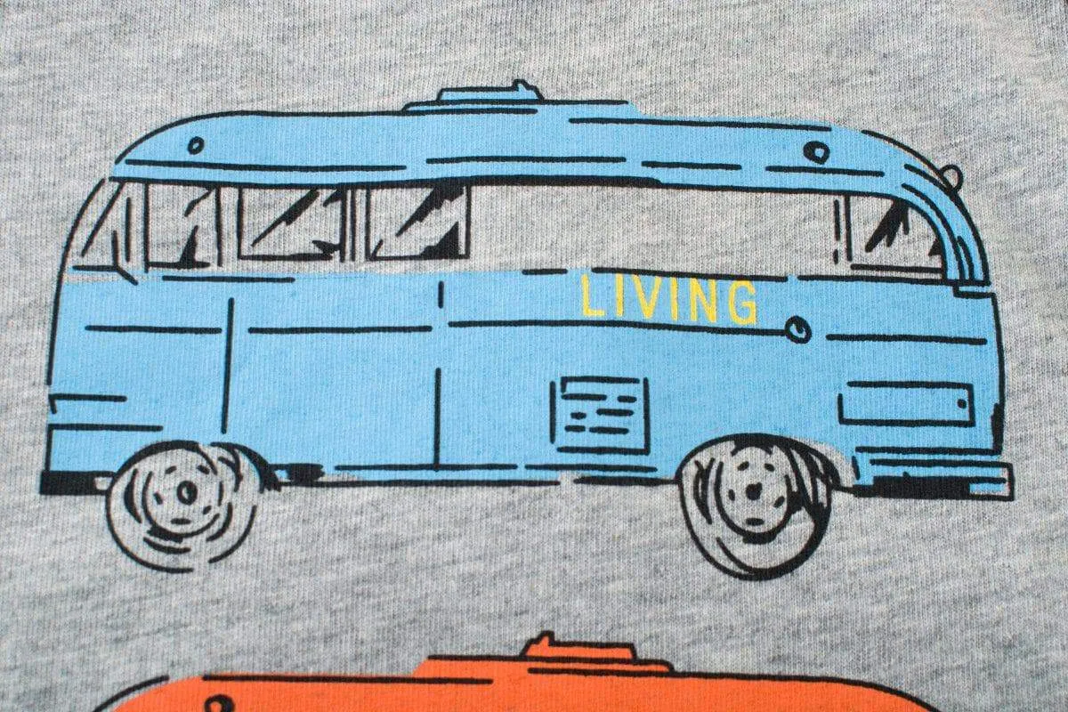 Classic Toddler Boy's Cotton T-shirt with Bus Pattern