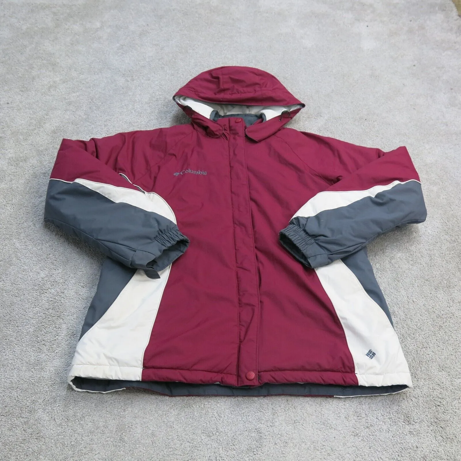 Columbia Jacket Womens Large Pink Full Zip Up Hooded Windbreaker Lightweight