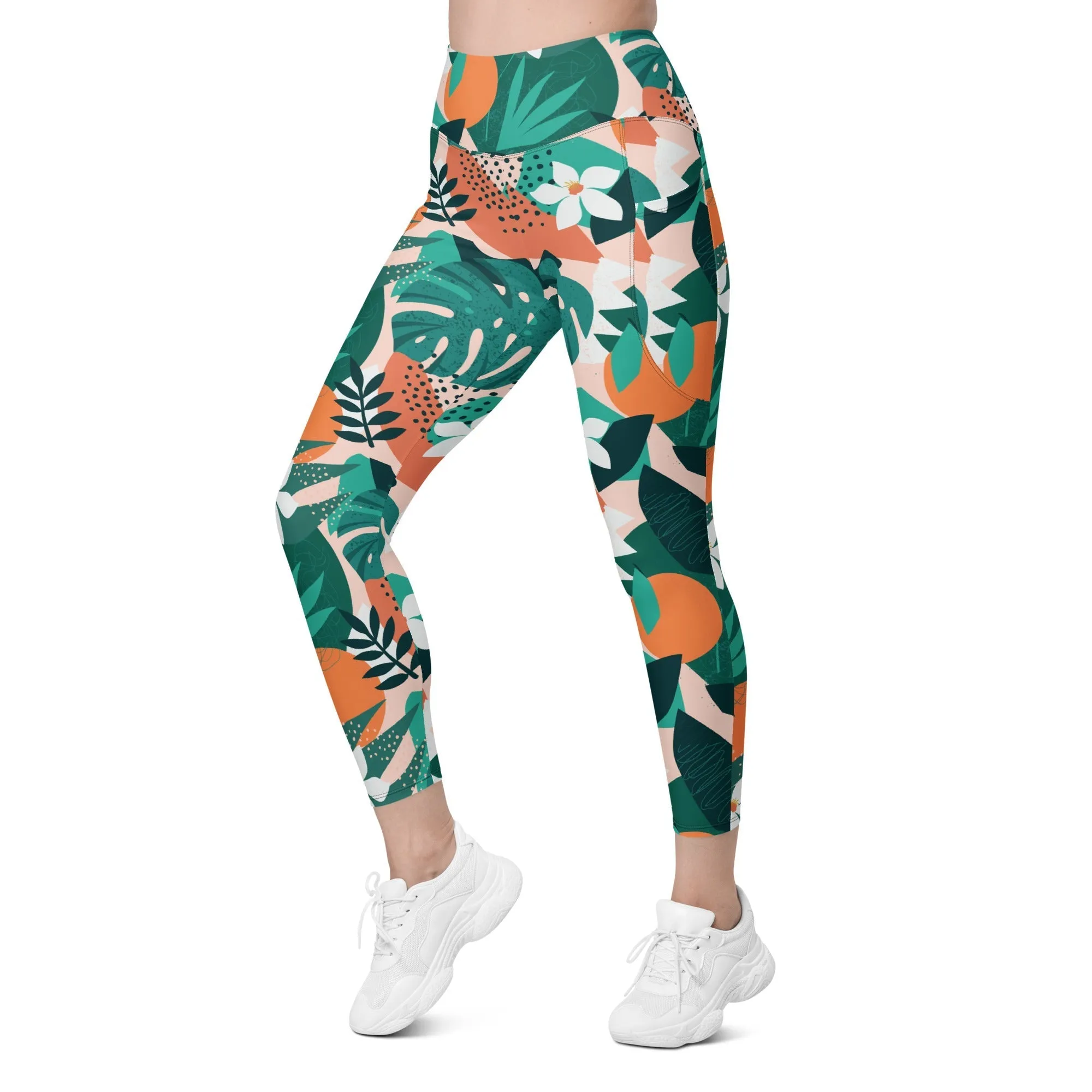 Contemporary Tropical Leggings With Pockets