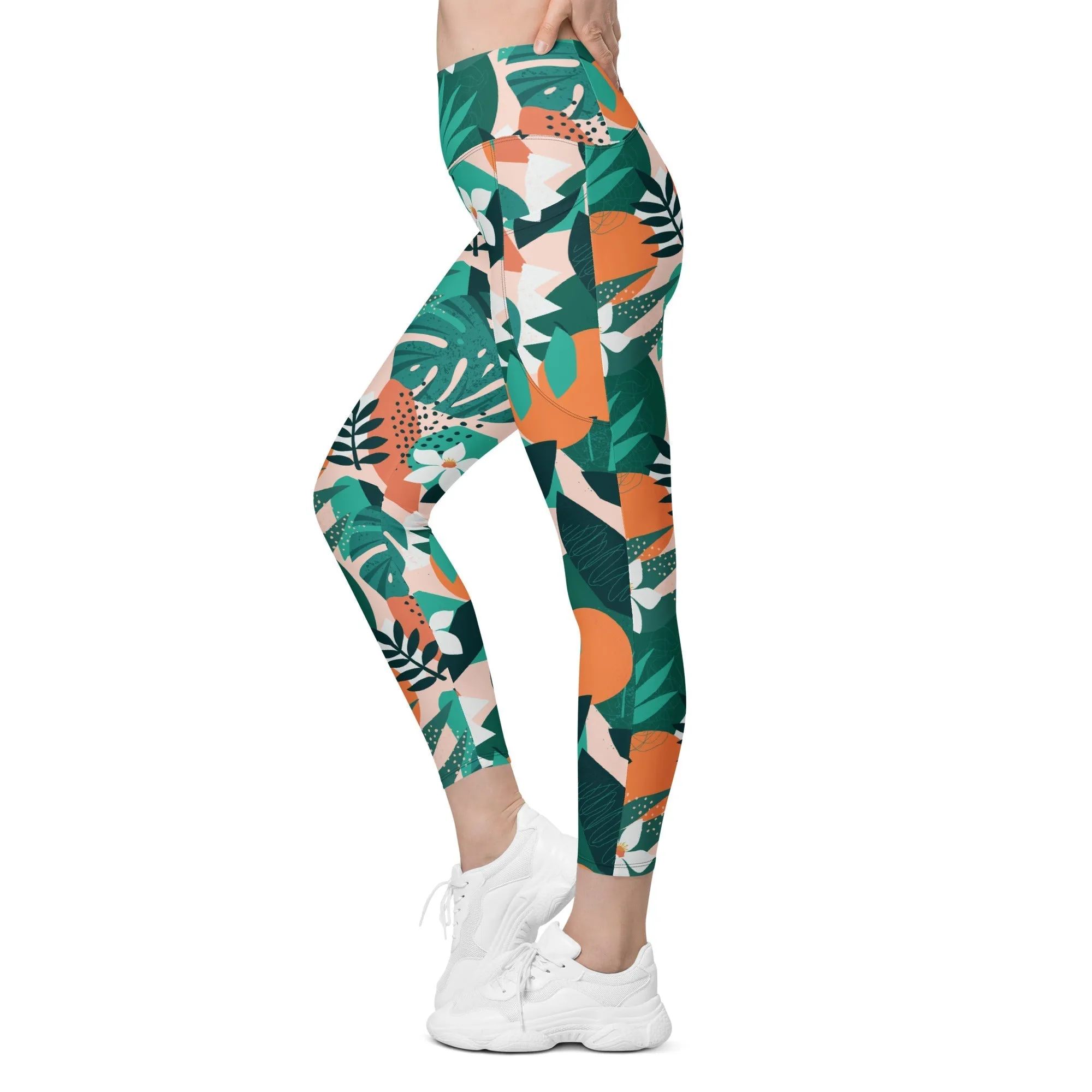 Contemporary Tropical Leggings With Pockets