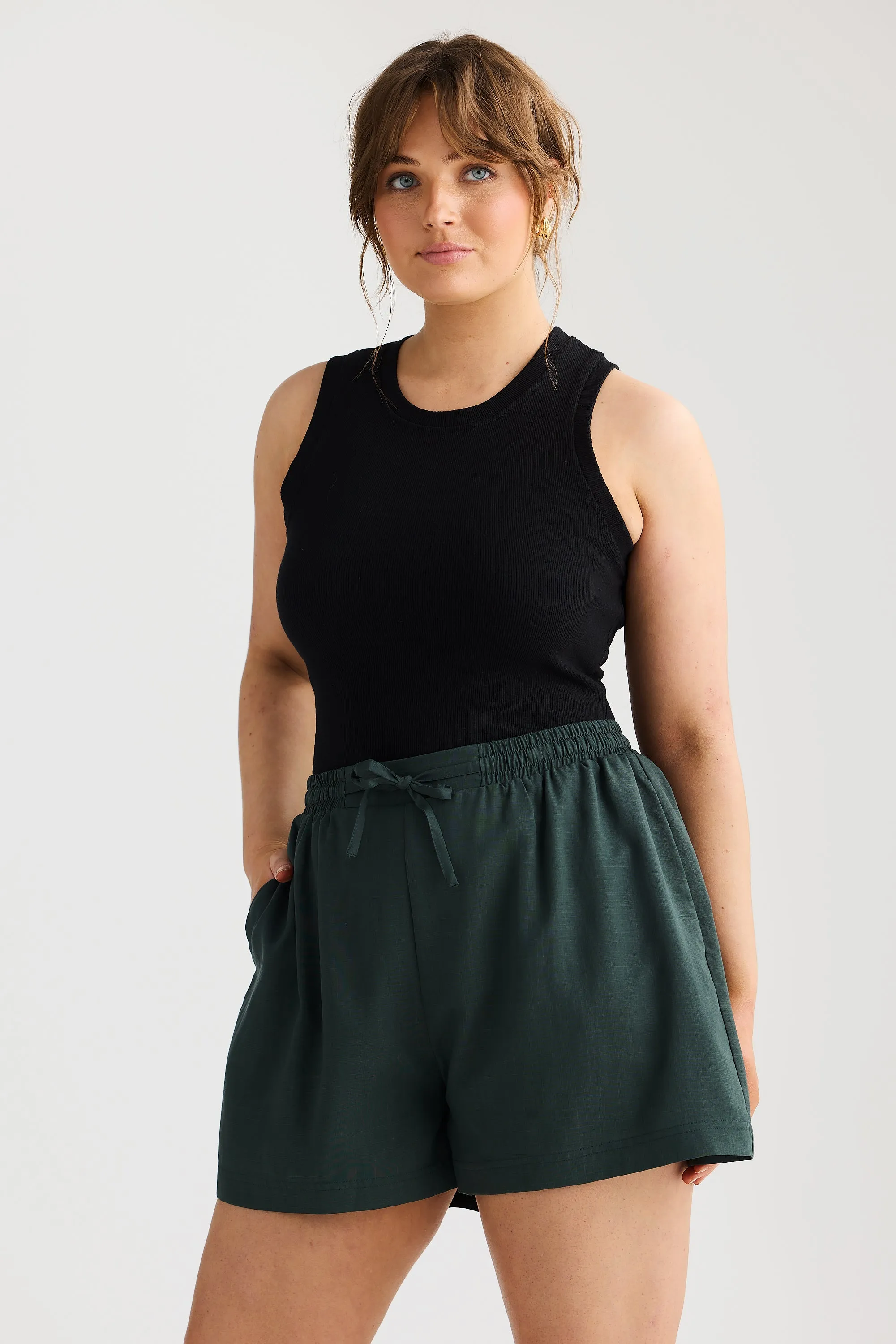 Core Ribbed Racer Back Tank - Black