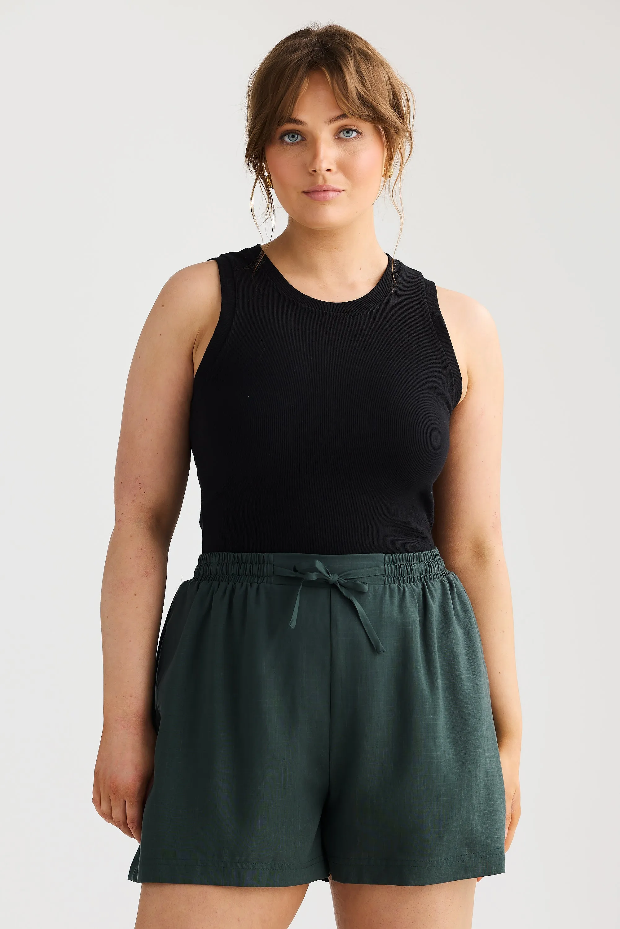 Core Ribbed Racer Back Tank - Black