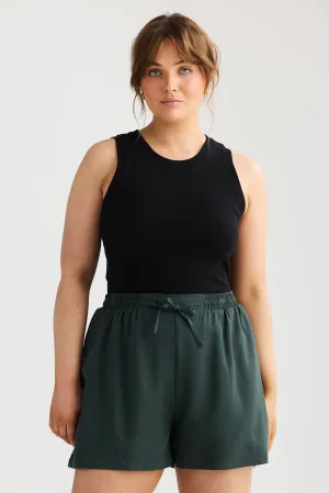 Core Ribbed Racer Back Tank - Black