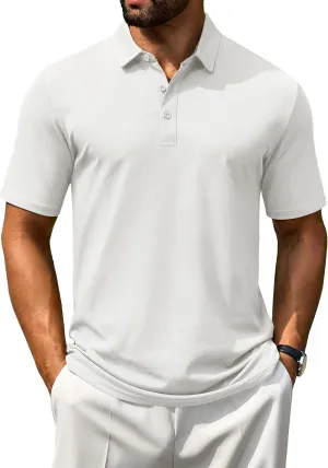 Cotrasen Men's Polo Shirts Short Sleeve Cotton Pique 3 Buttons Golf Shirts Classic Fit Casual Performance T-Shirt