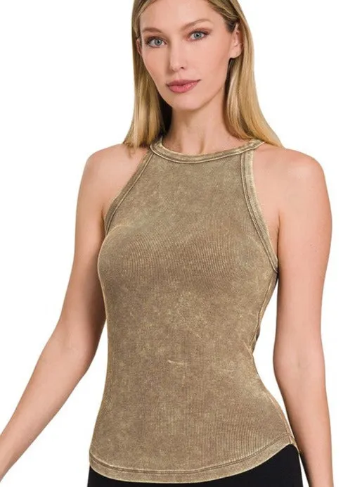 Cropped Washed Seamless Tank