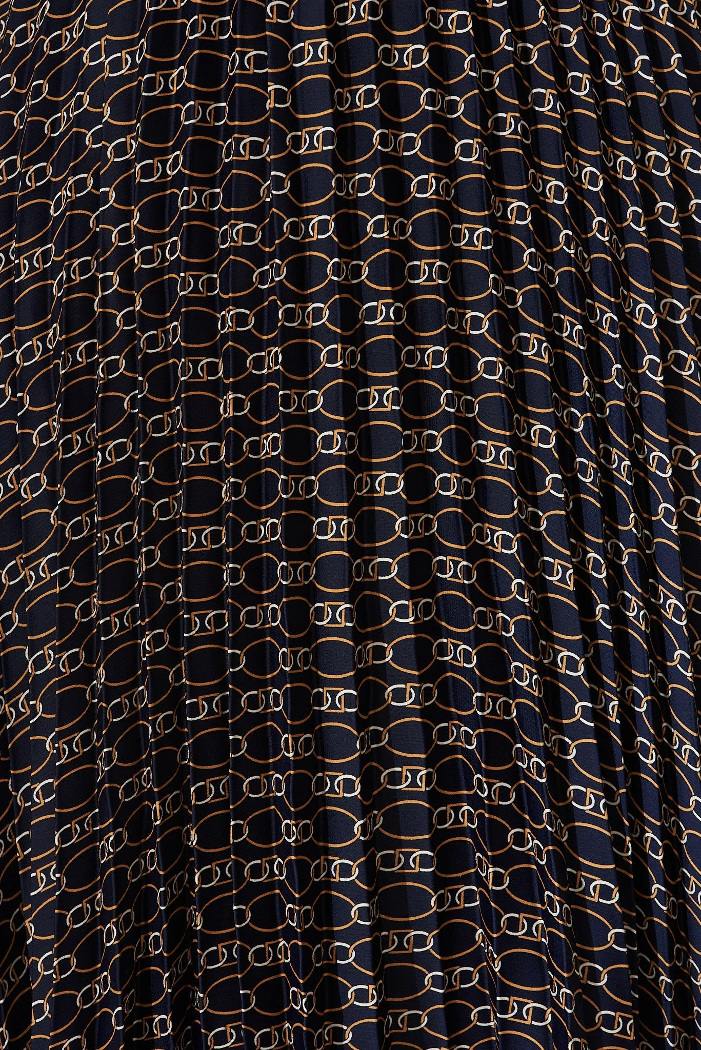 Cyrus Midi Dress In Navy Chain Print Satin