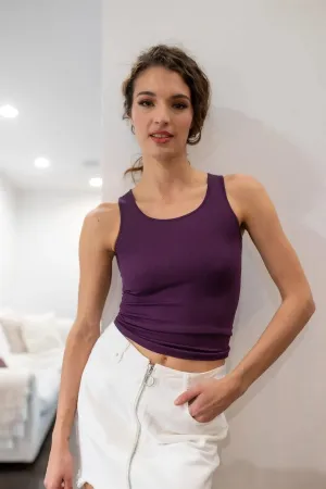 Deep Purple Ribbed Super Stretchy Tank Top