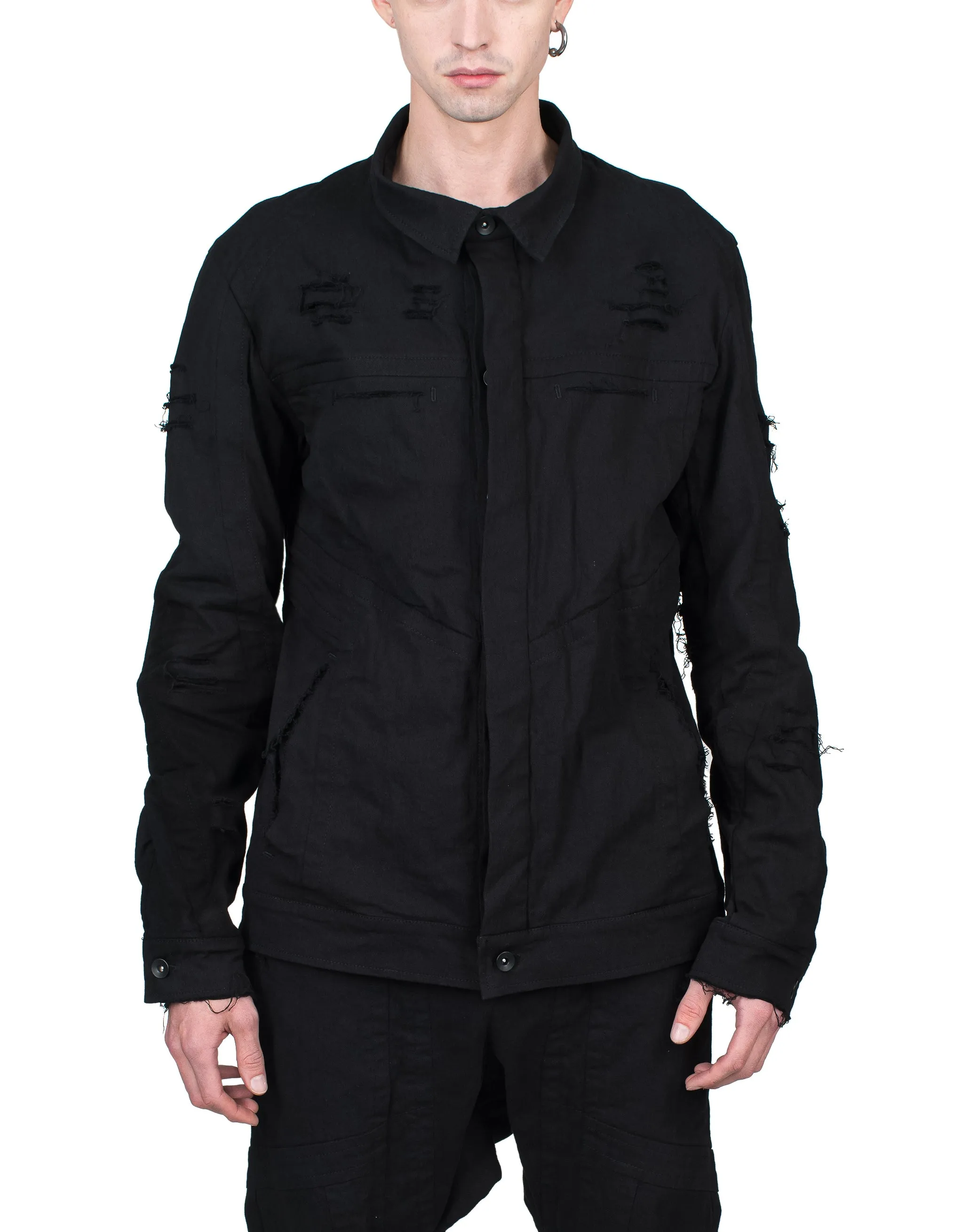 Destroyed Pockets Denim Jacket