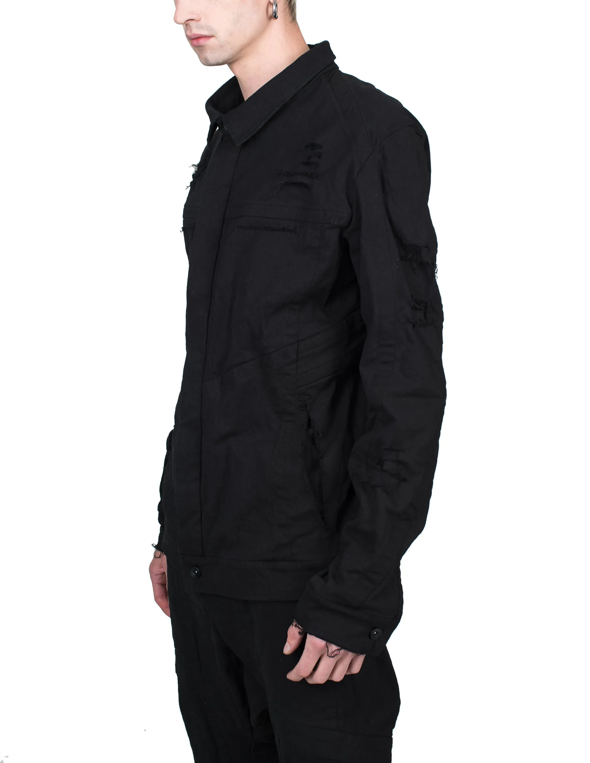Destroyed Pockets Denim Jacket
