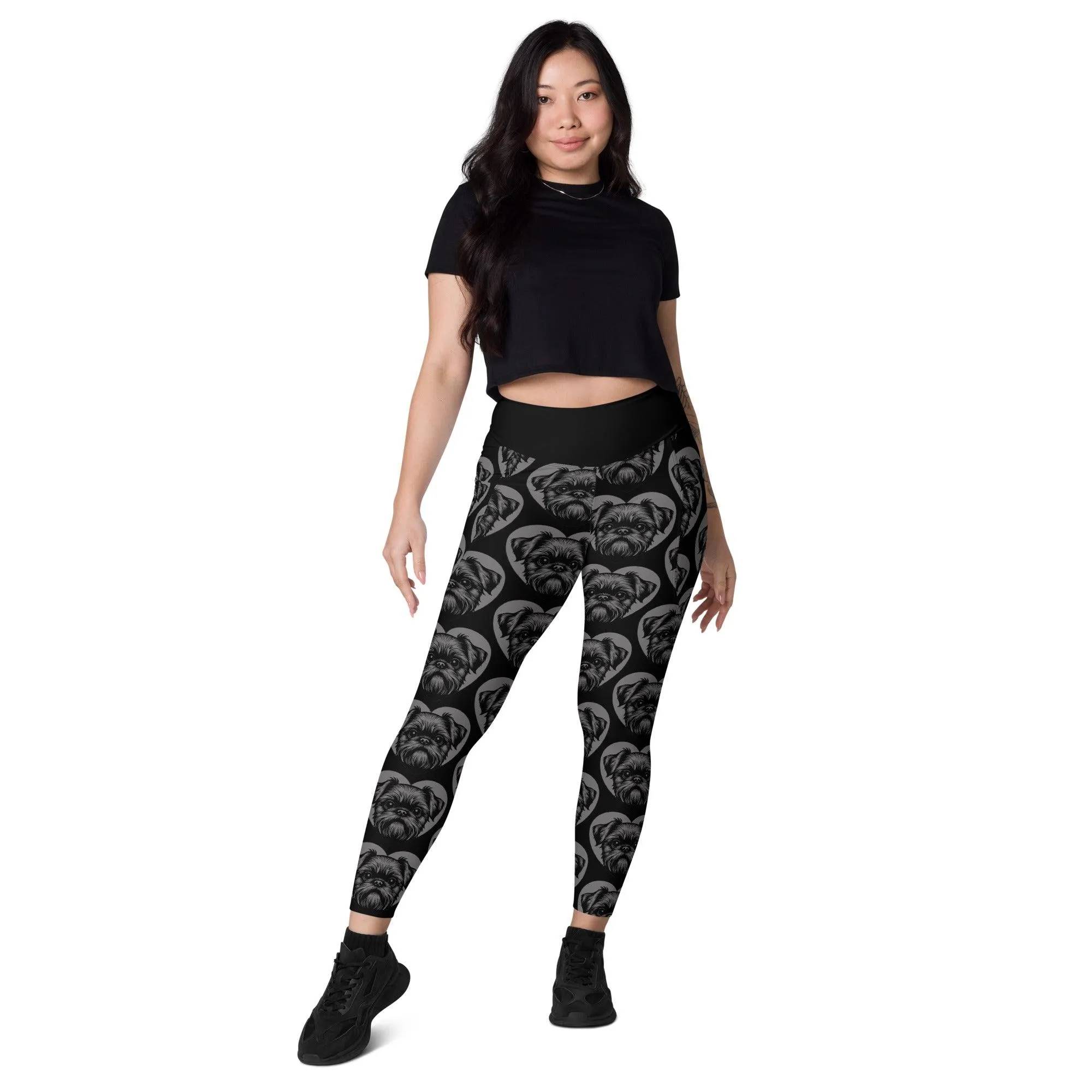 DOG BREED LEGGINGS with pockets - BRUSSELS GRIFFON - HERTTAHOUND - grey