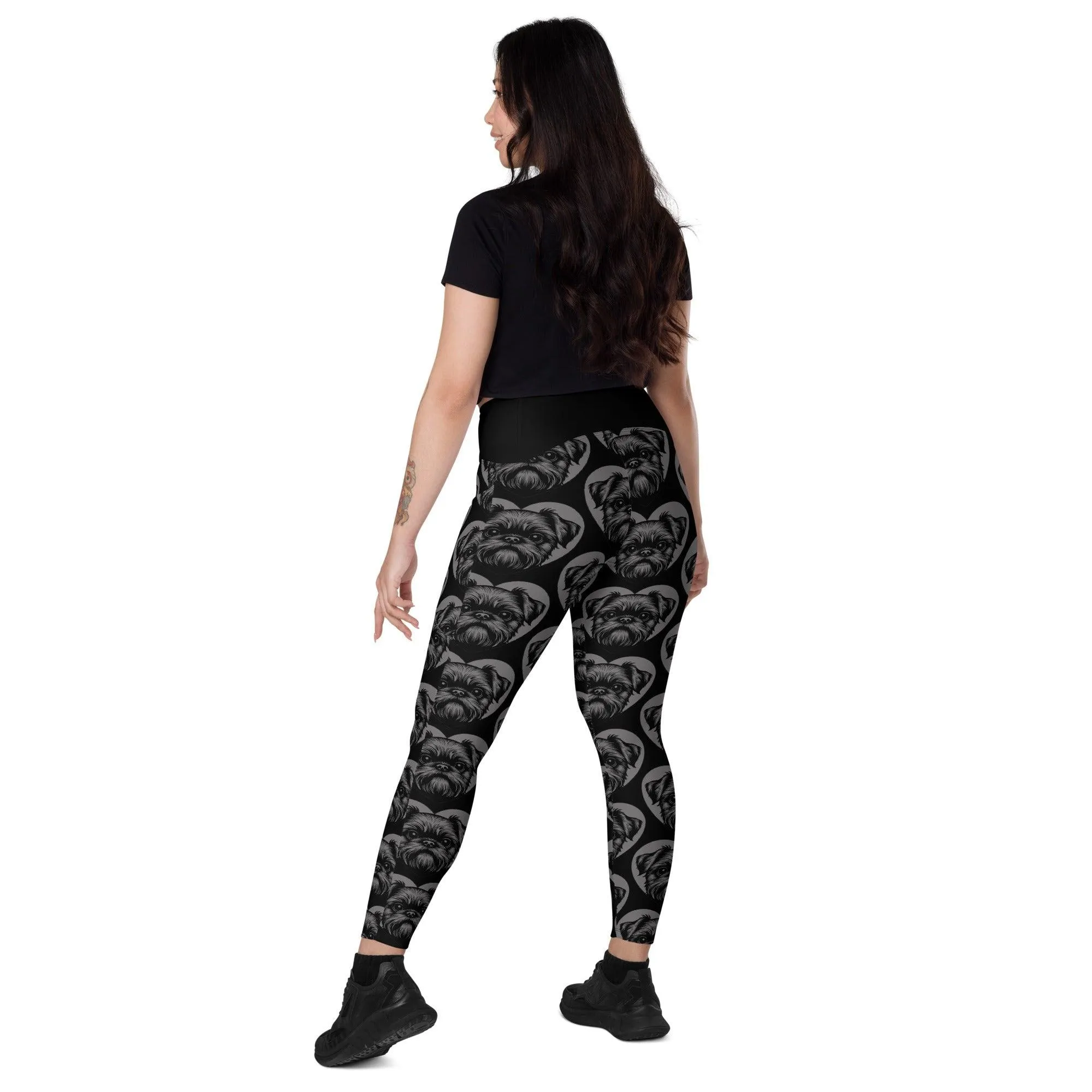 DOG BREED LEGGINGS with pockets - BRUSSELS GRIFFON - HERTTAHOUND - grey