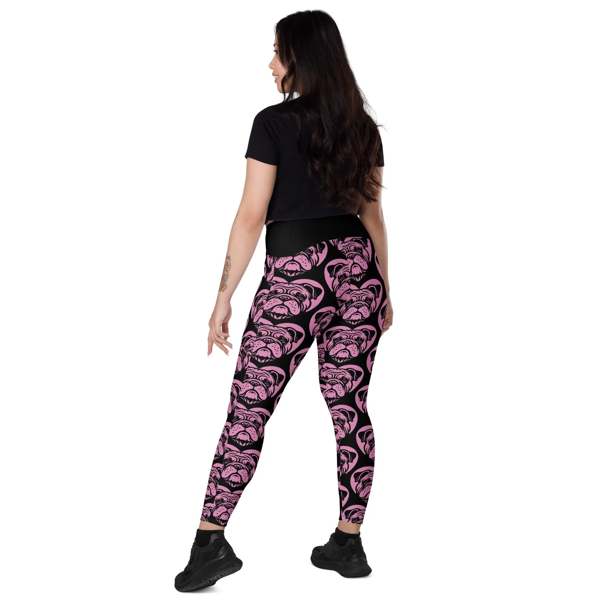 DOG BREED LEGGINGS with pockets - BULLDOG - HERTTAHOUND - pink