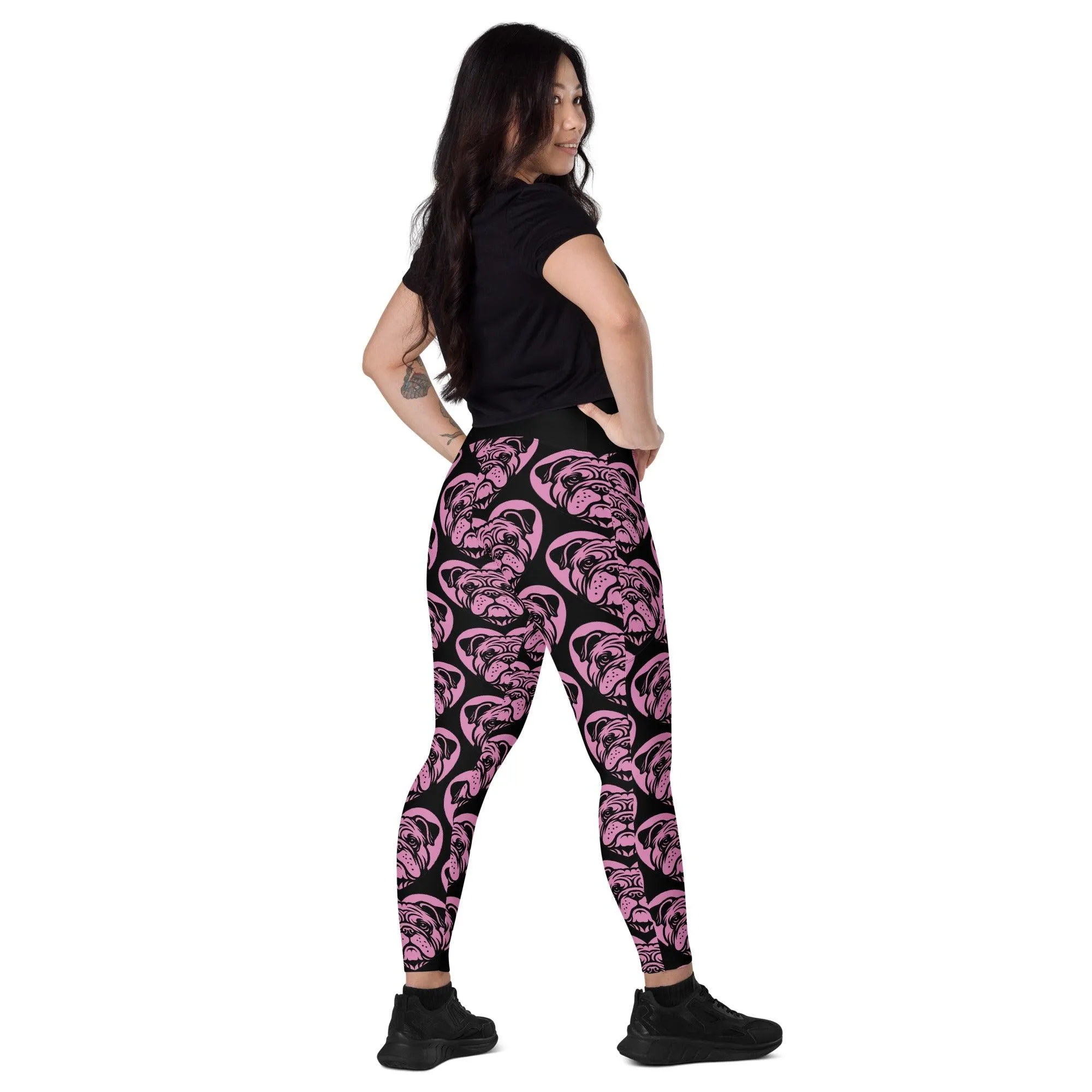 DOG BREED LEGGINGS with pockets - BULLDOG - HERTTAHOUND - pink