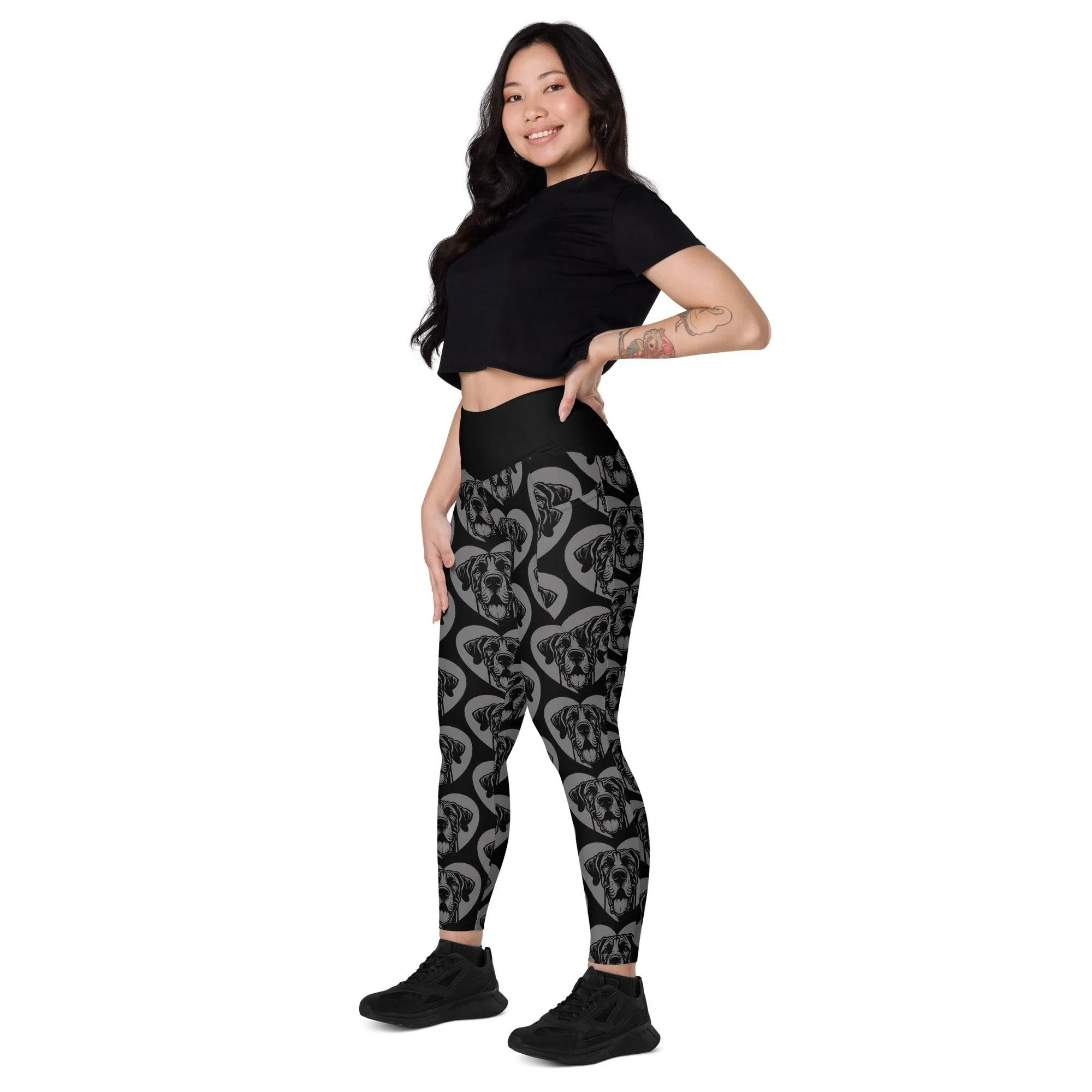 DOG BREED LEGGINGS with pockets - GREAT DANE - HERTTAHOUND - grey