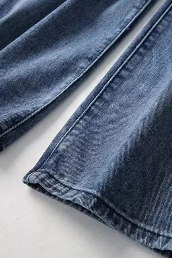 elveswallet Leisure Buttons Straight Jeans