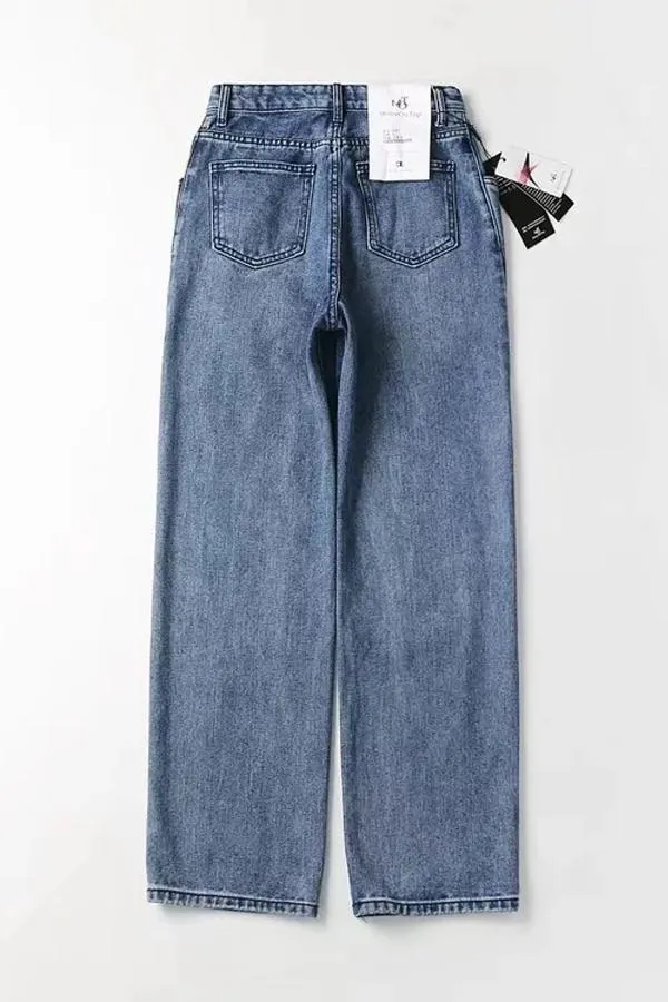 elveswallet Leisure Buttons Straight Jeans