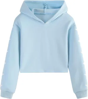 EXARUS Girls Sweatshirts Oversized/Crop Graphic Hoodie Letter Print Crew Neck Pullover Long Sleeve Casual School Kids