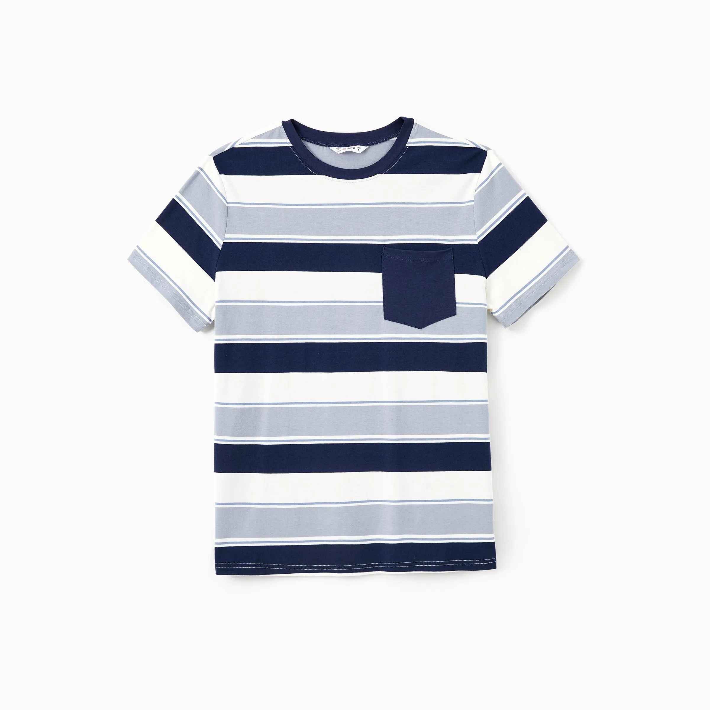 Family Matching Sets Cotton Stripe Short Sleeves Tee or Flutter Sleeves Spliced Floral Pattern Belted Dress