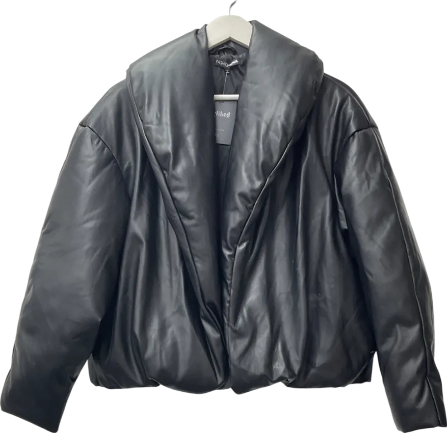 Fashion Nova Black Fashion Finds Faux Leather Puffer Jacket UK S