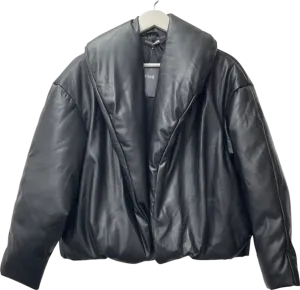 Fashion Nova Black Fashion Finds Faux Leather Puffer Jacket UK S