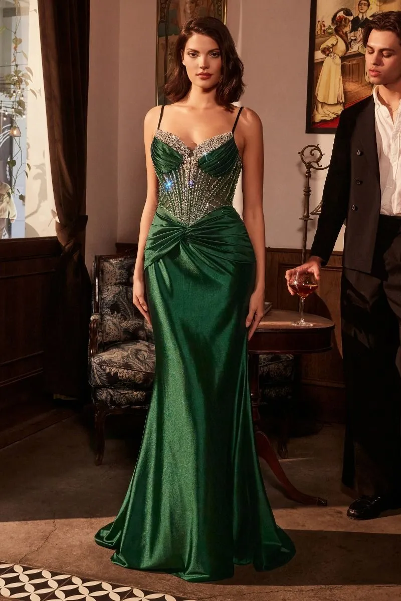 Fitted Satin Embellished Dress