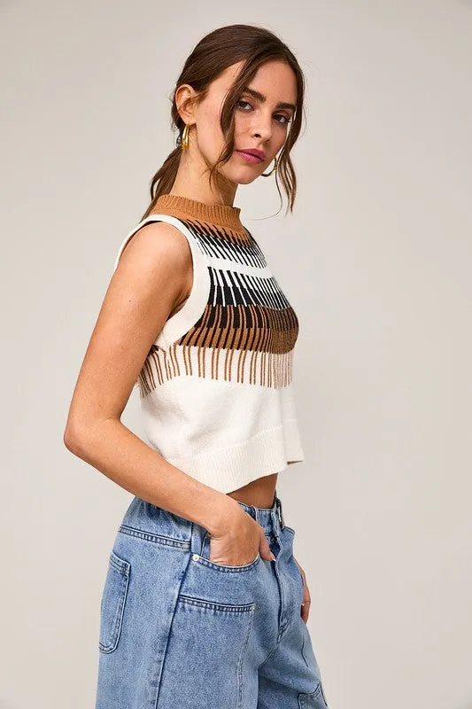 Graphic Sleeveless Sweater Vest