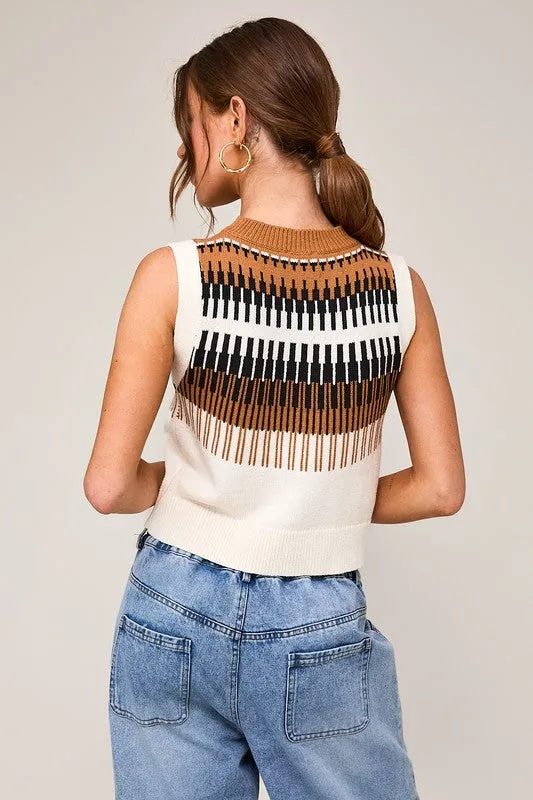 Graphic Sleeveless Sweater Vest