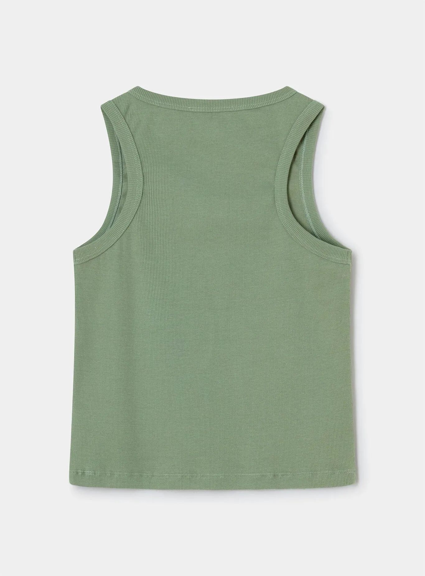 GREEN EMBROIDERED LOGO TANK TOP