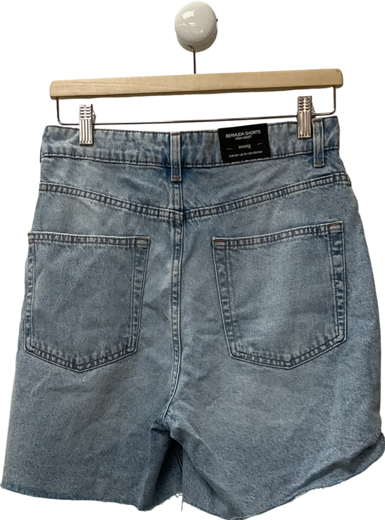 H&M Blue Distressed Denim Shorts UK 12