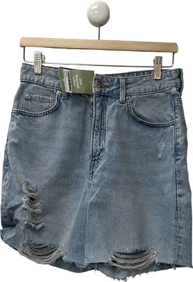 H&M Blue Distressed Denim Shorts UK 12